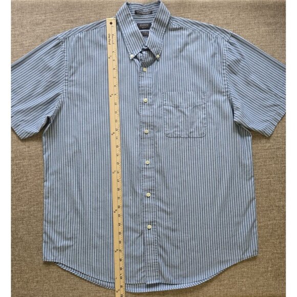 Arrow USA 1851 Shirt Men's L Blue White Casual Button Down Collared Striped - Picture 6 of 16